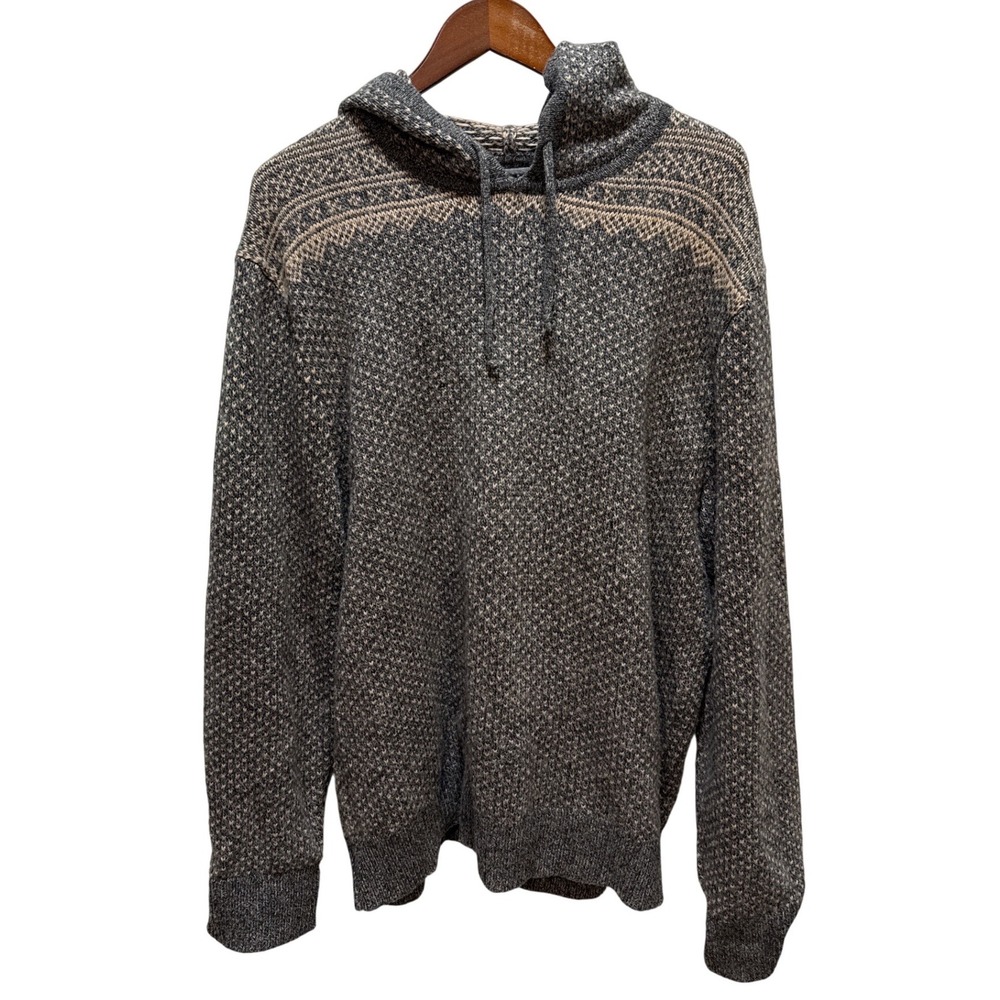 J Crew Mercantile‎ Mens XXL Gray Fair Isle Knit Hoodie Sweater